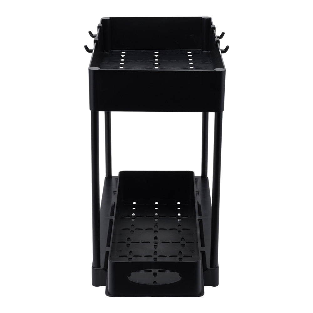 Black 2 Tier Sliding Under Sink Storage Rack