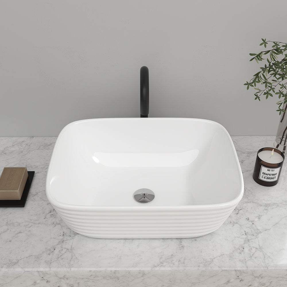 Modern White Square Countertop Bathroom Sink