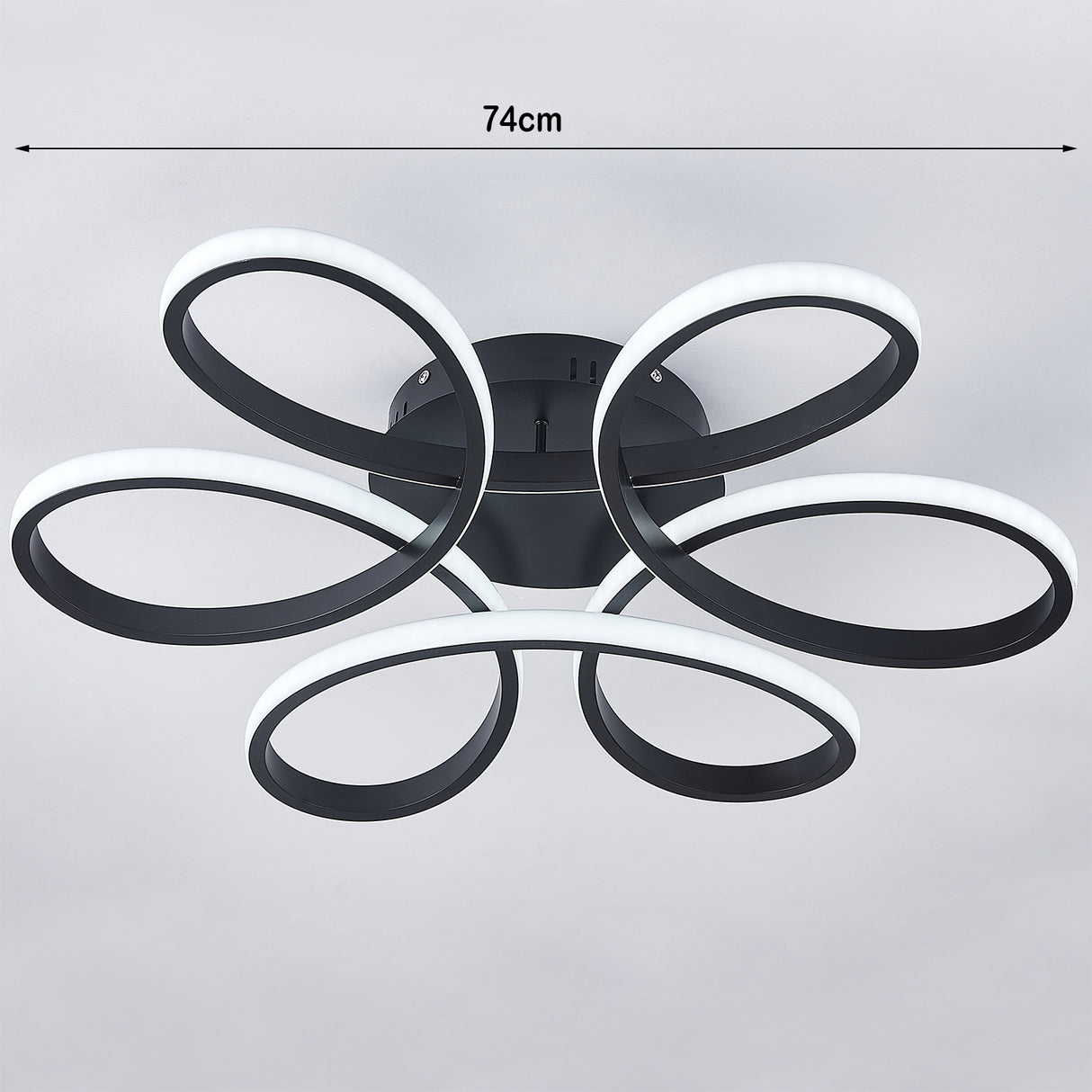 Modern Acrylic Petal LED Ceiling Light Black 74CM Cool White