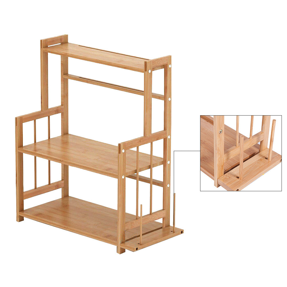 Large 3 Tier Wood Spice Rack Jar Bottle Display Unit