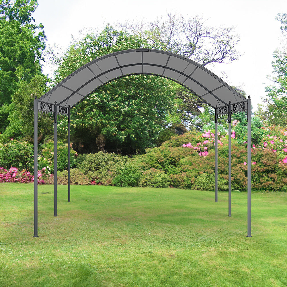 Outdoor Metal Arched Pergola with Shade Grey,4x3x2.6m
