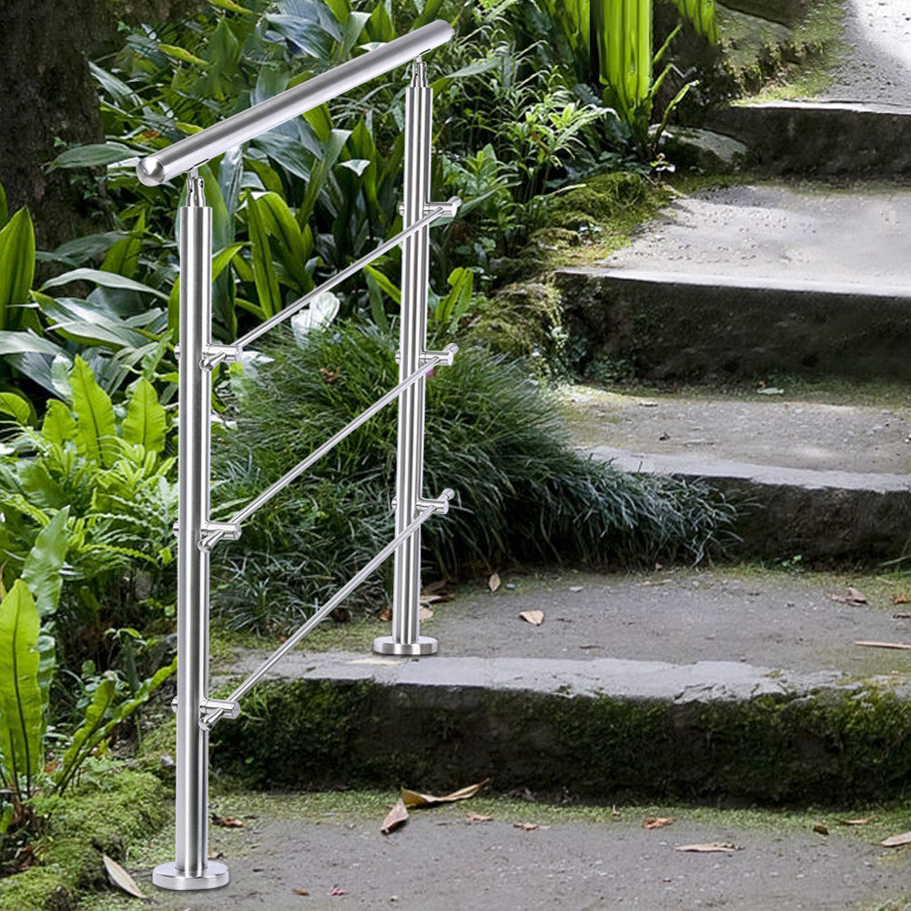 150CM Handrail Stainless Steel Balustrade with 3 Crossbars Stair Rails