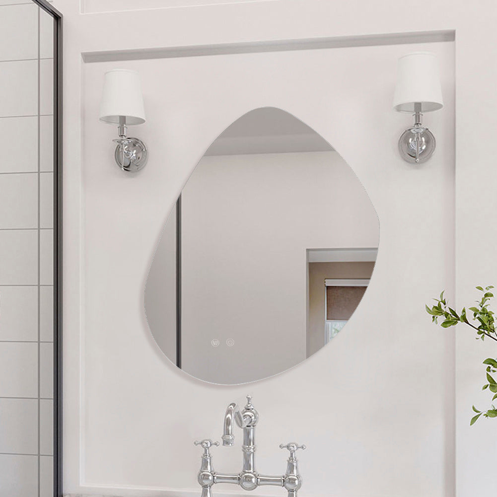 Modern Frameless Irregular LED Wall Mirror,70x60