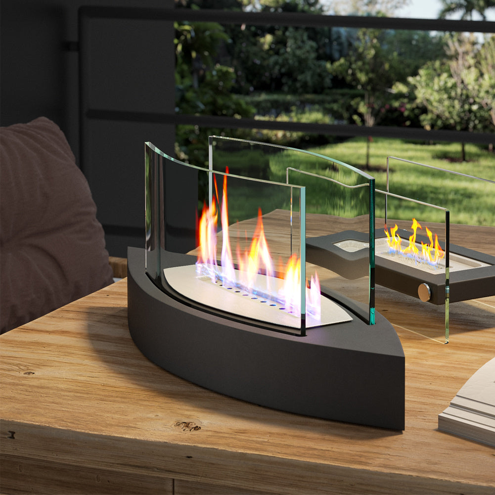 Unique Smokeless Stainless Steel Tabletop Ethanol Fireplace, Black