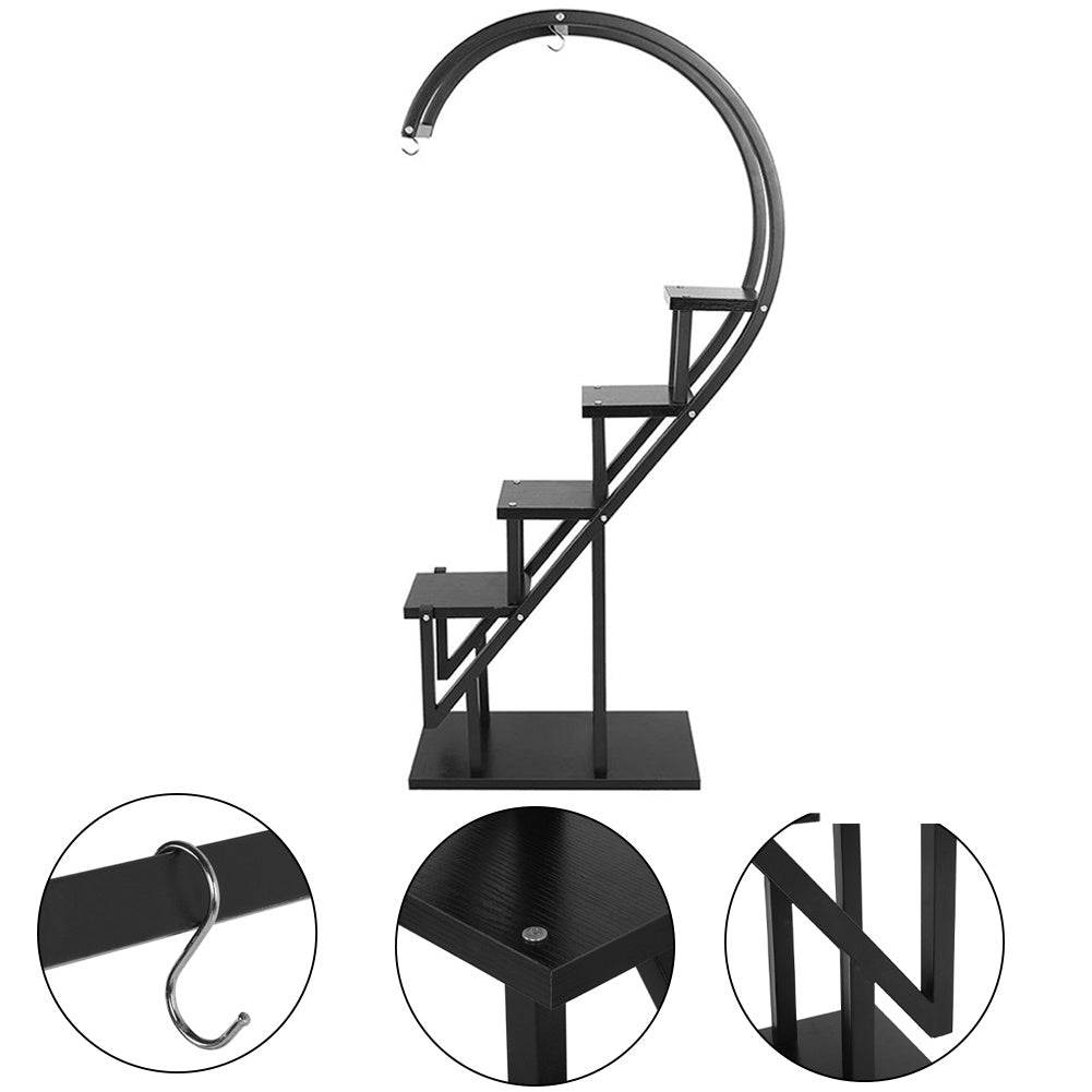 Garden Half Heart Ladder Plant Stand, Black