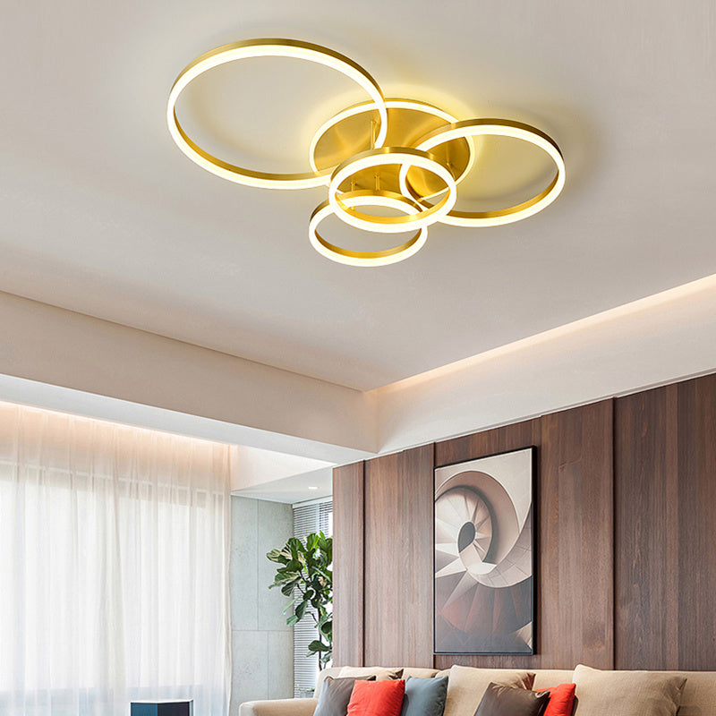 Modern Round LED Ceiling Light 5 Circle Dimmable
