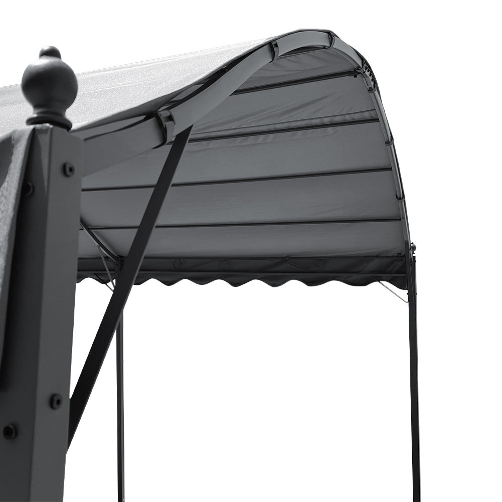 Outdoor Metal Arched Pergola with Shade Grey,4x3x2.6m
