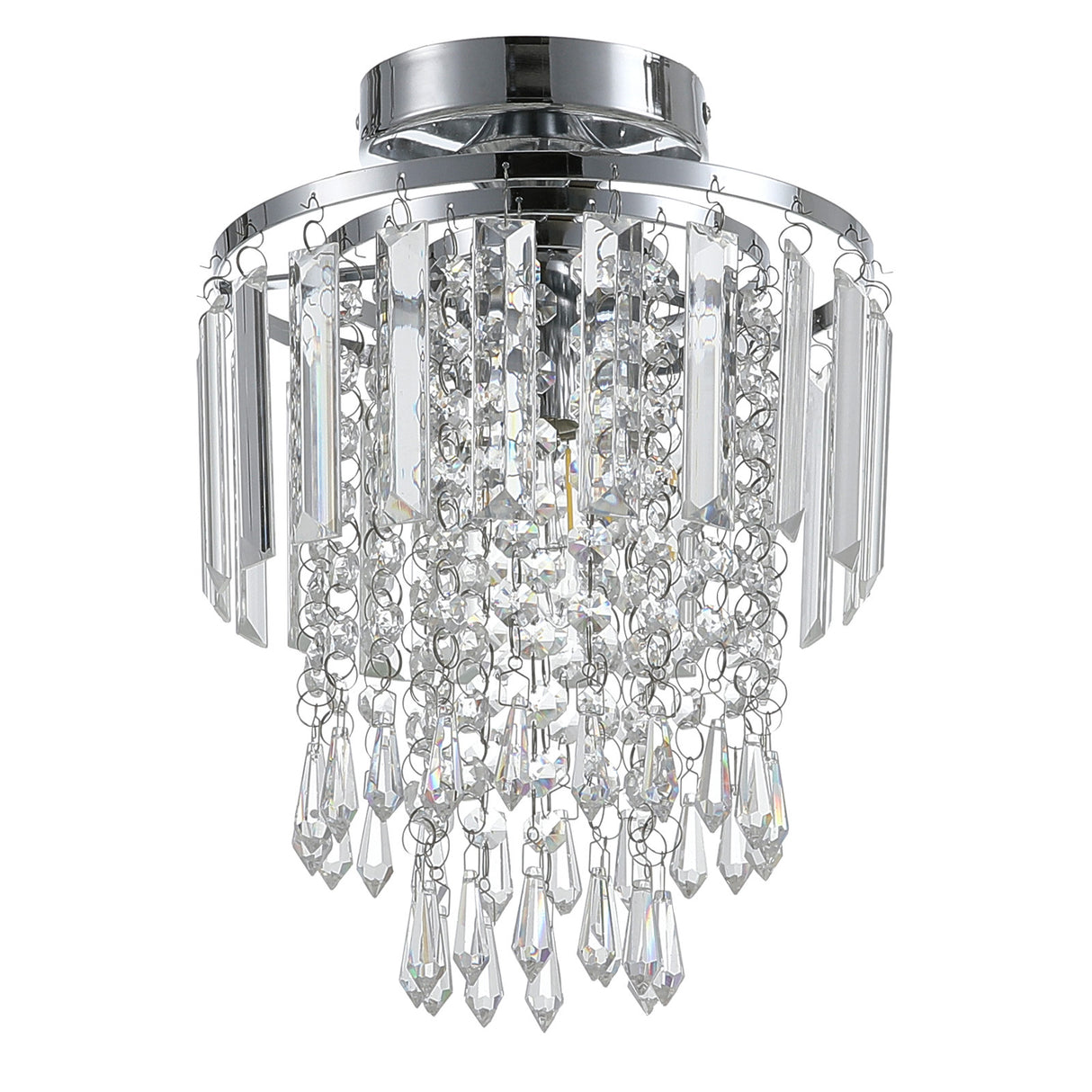 Chrome 23x33cm Living Room Crystal LED Ceiling Light