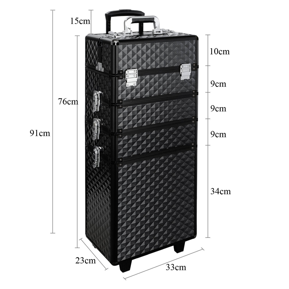 Black 4 in 1 Professional Cosmetic Makeup Train Case