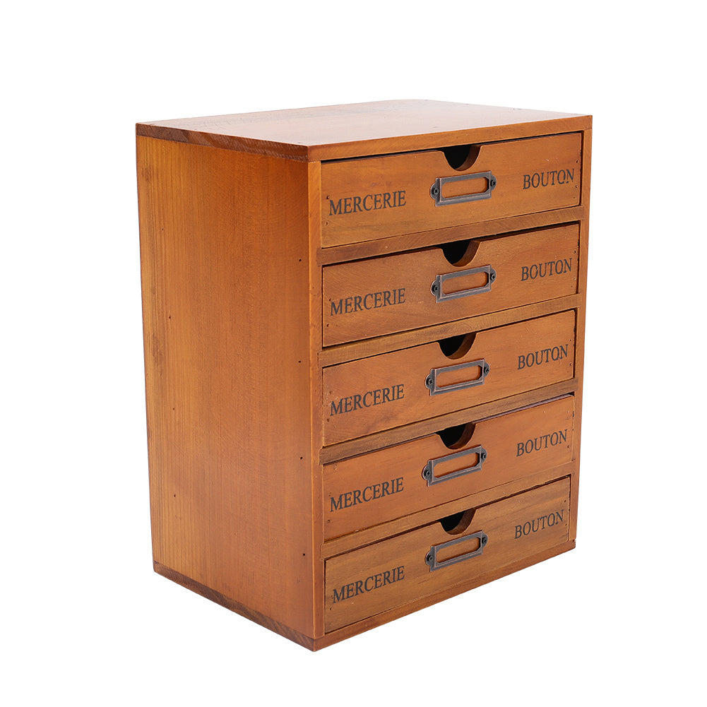 Rustic 5-Drawer Wooden Organizer Box