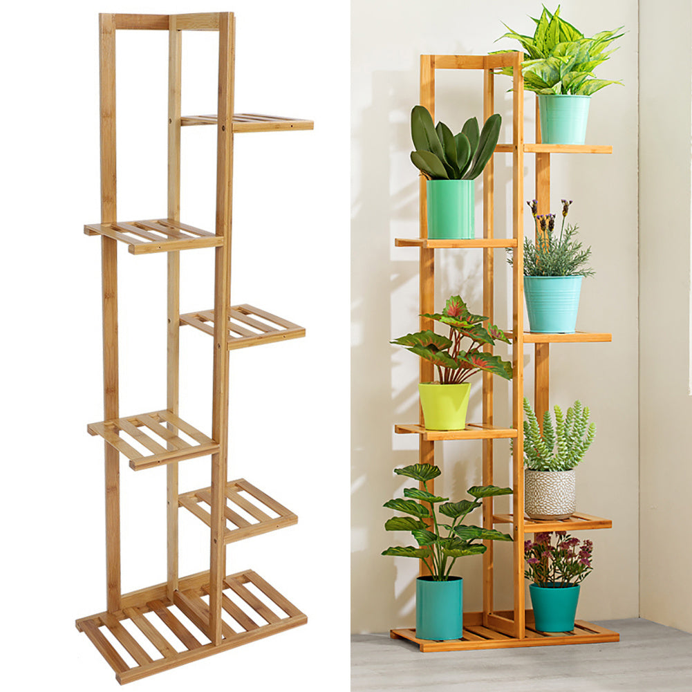 7 Tier Wood Flower Pots Holder Rack, Wood