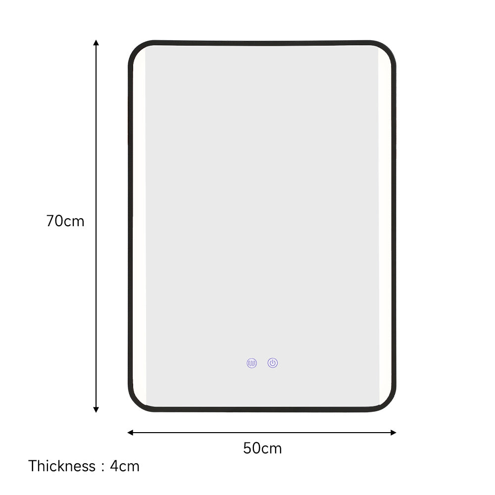 Black Framed Rectangular LED Light Bathroom Vanity Mirror