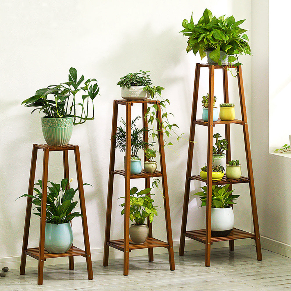 4 Tier Modern Wood Plant Stand Flowers Pots Holder
