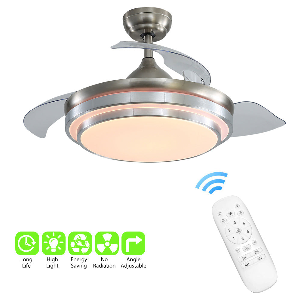 42 Inch Ceiling Fan Blade Light+Remote Control Nickel