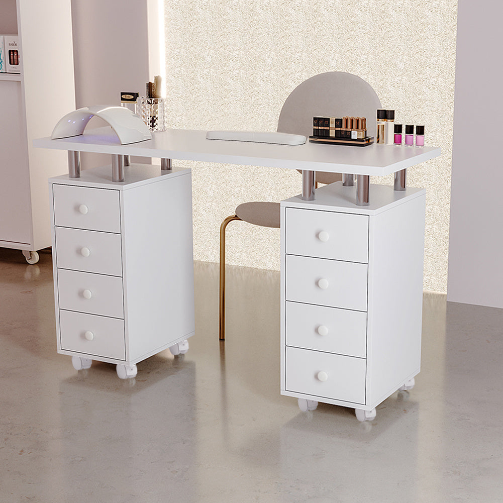 White 8Drawer Manicure Nail Table Salon Beauty Station