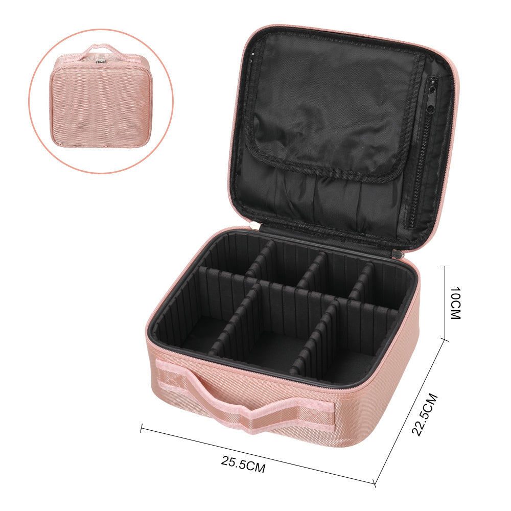 Pink Portable Waterproof Travel Makeup Bag with Dividers