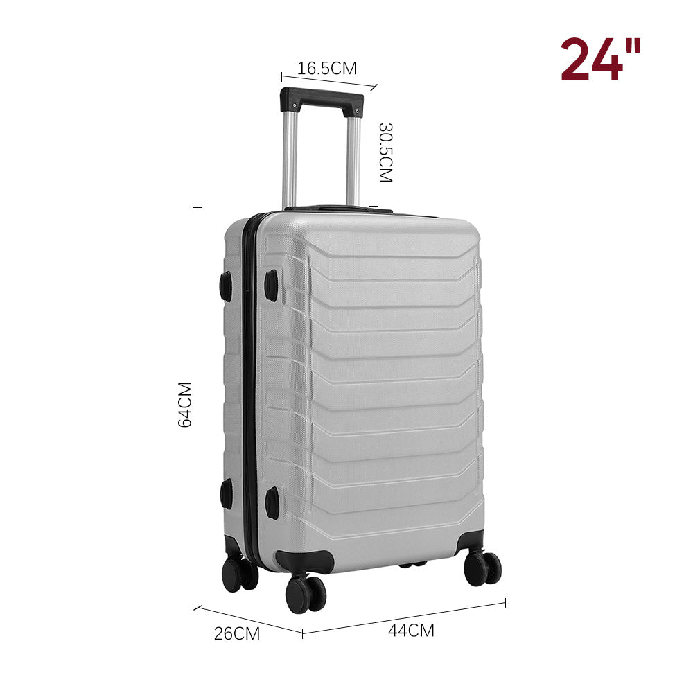 Grey 24 inch Rolling Hard Shell Luggage Travel Suitcase