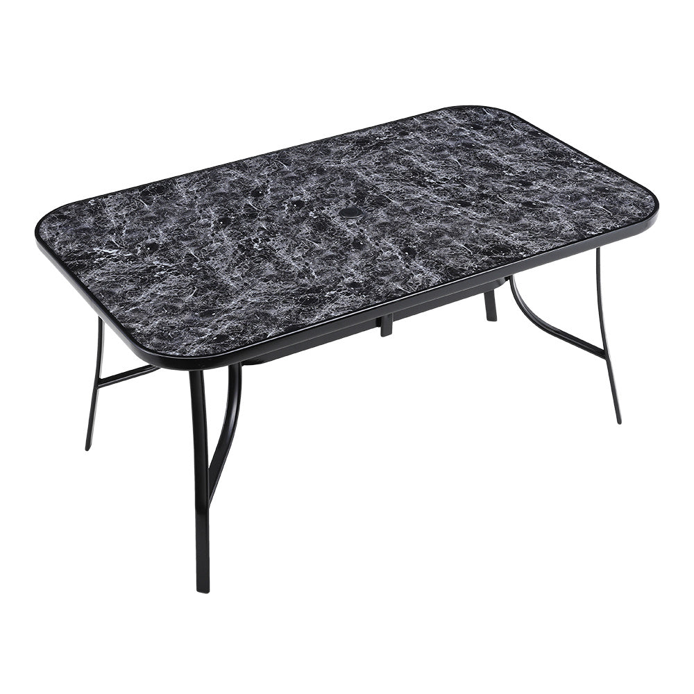 150cm Garden Tempered Glass Black Marble Coffee Table