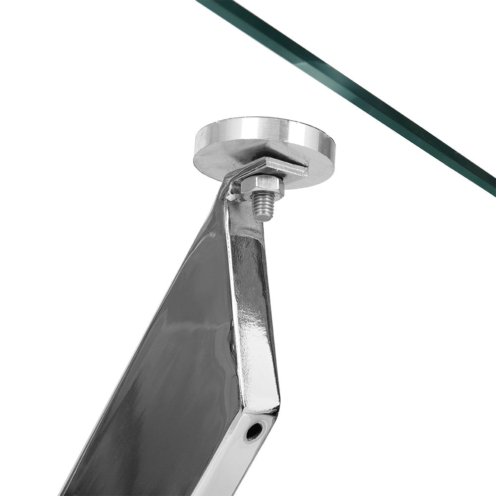 120x70cm Square Glass Dining Table with Silver Chrome Legs