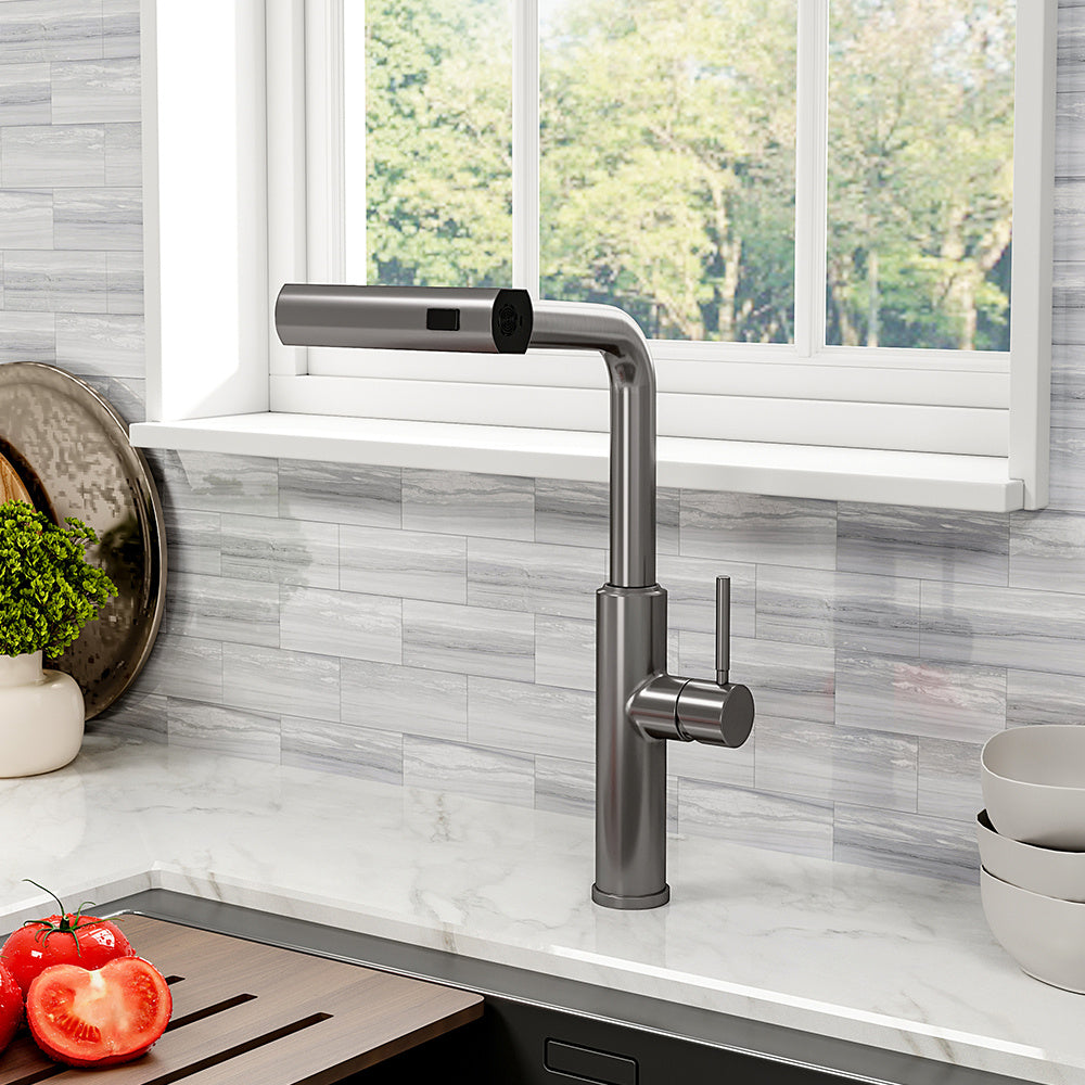 Rotable Pulldown Kitchen Mixer Tap,Grey