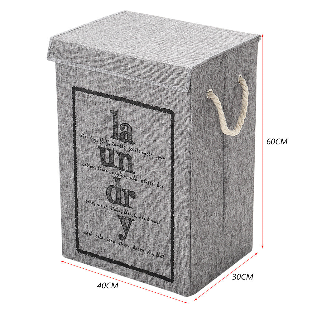 Fabric Foldable Laundry Basket Clothes Storage Bag with Lid