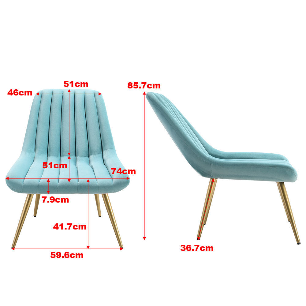 Blue Velvet Upholstered Lounge Accent Chair