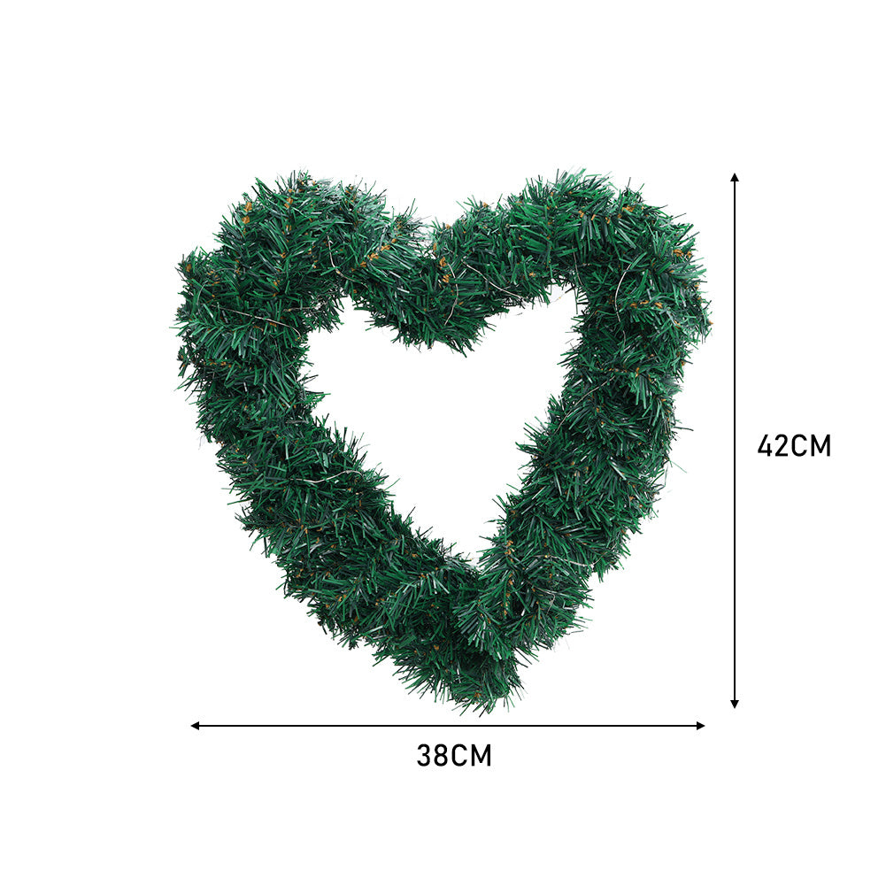 Christmas Garland Heart shaped Door Hanging Window Wreath with LED Light