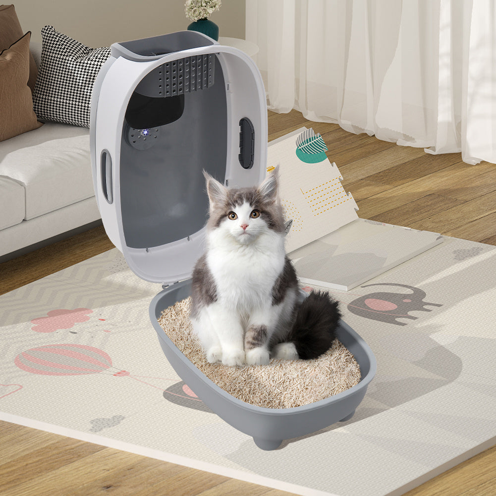 Large Hooded Cat Toilet Litter Box with UV Sterilization