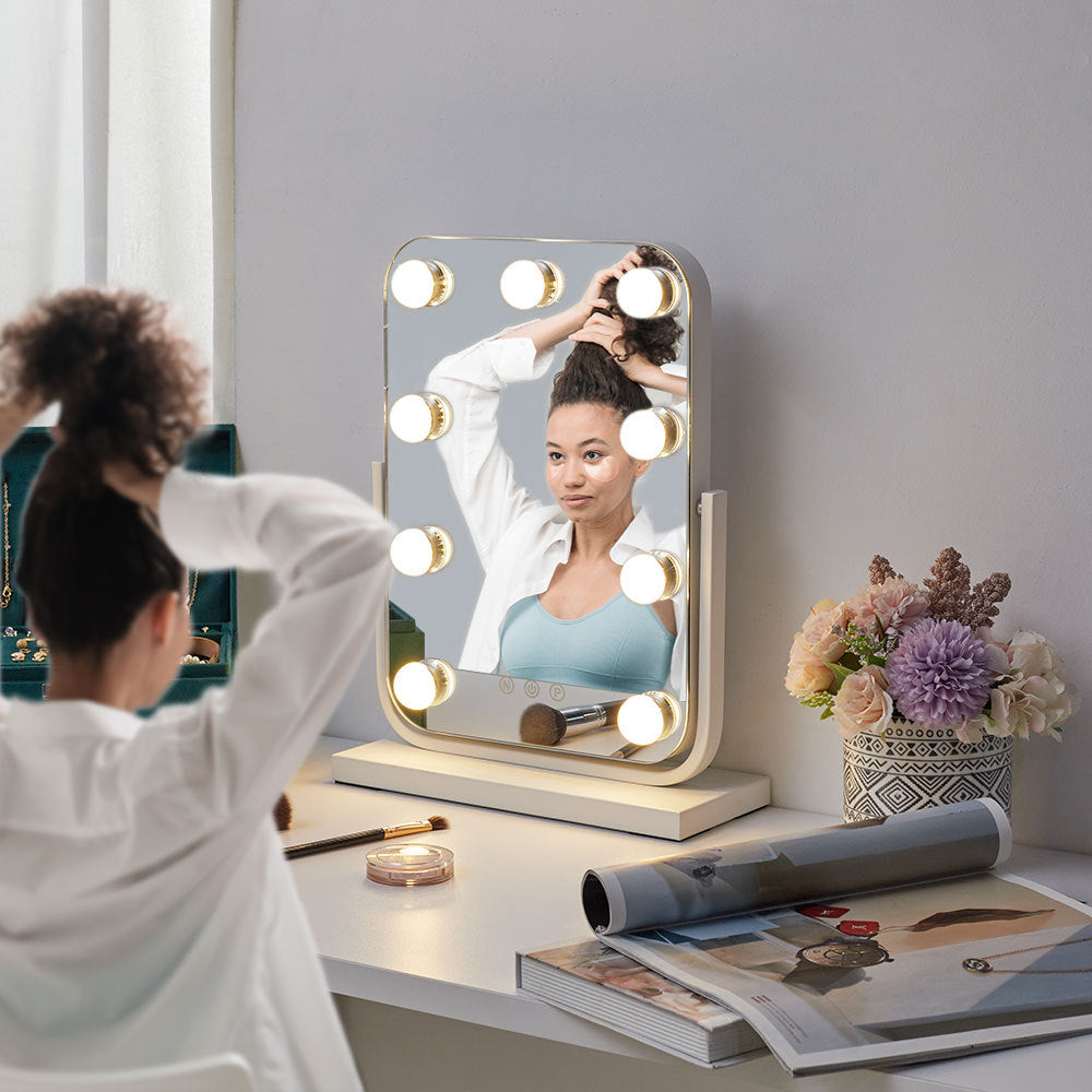 Black Rectangle Hollywood Vanity Mirror with Dimmable LED Lights