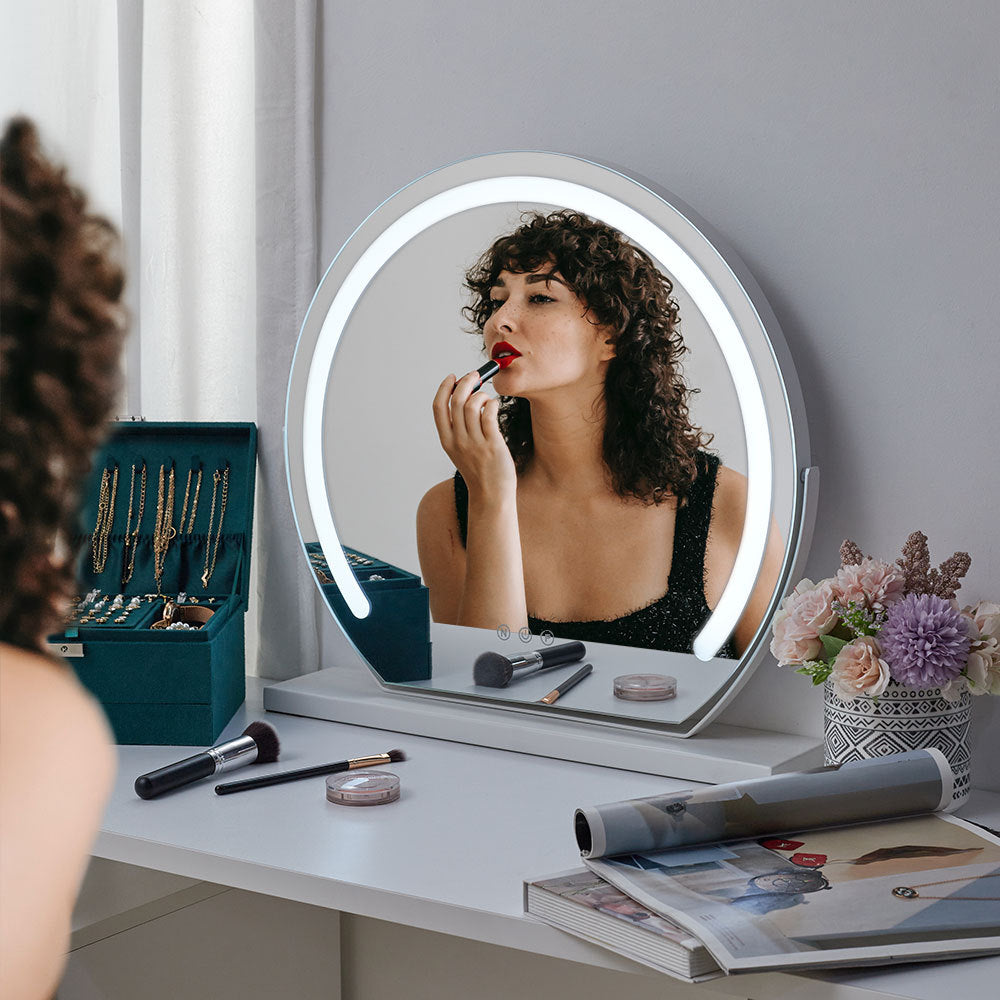 Black Round Dimmable Makeup Vanity Mirror with Lights