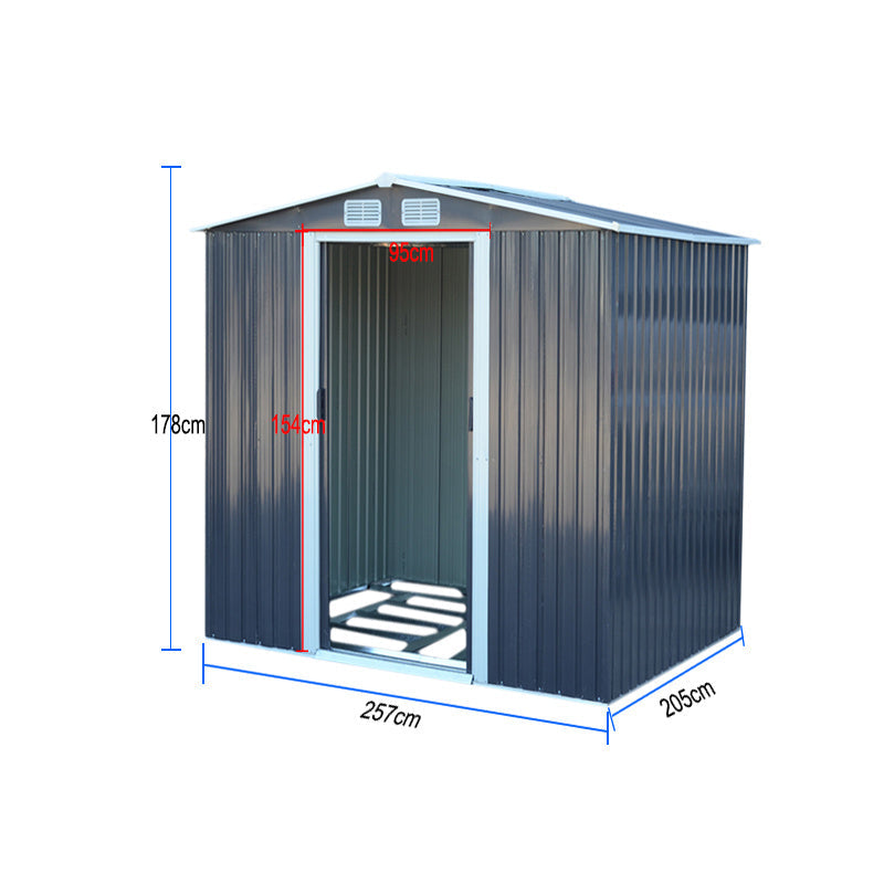 6ft x 8ft Metal Garden Shed Outdoor Tool shed,Dark Grey