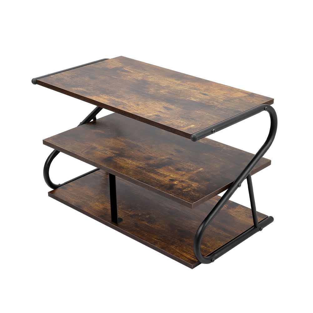 Brown S frame Shoe Rack 3 Tier Shelf