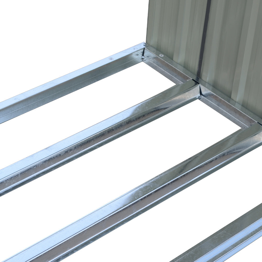 Garden Outdoor Grey Metal Firewood Log Storage Shed