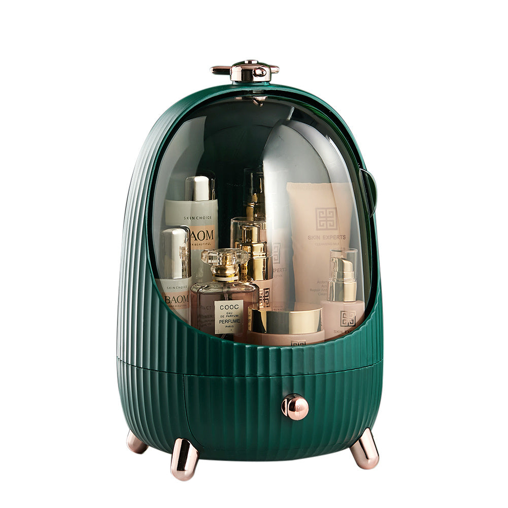 Green Dustproof Makeup Organizer with LED Light