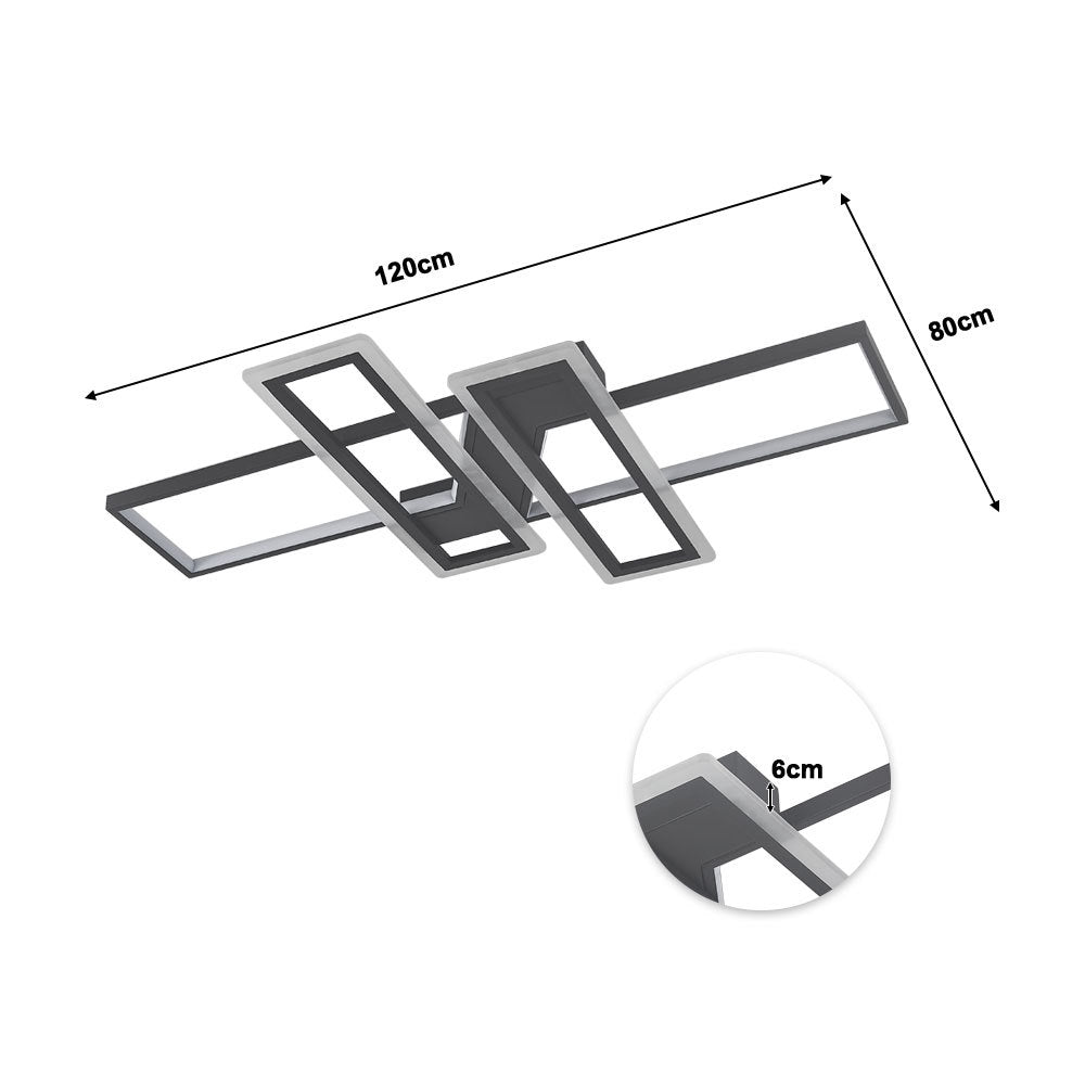 Geometric Black Frame LED Ceiling Light 120x80