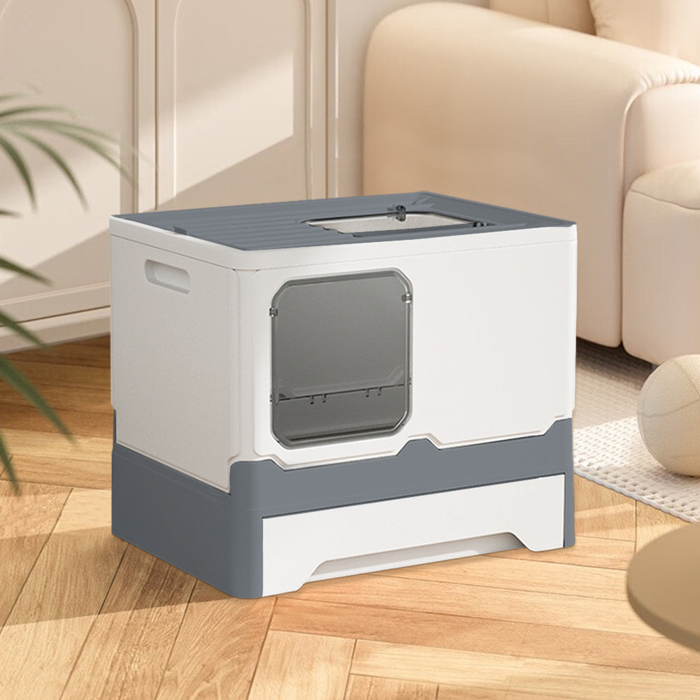 Grey Anti Splash Enclosed Cat Litter Box