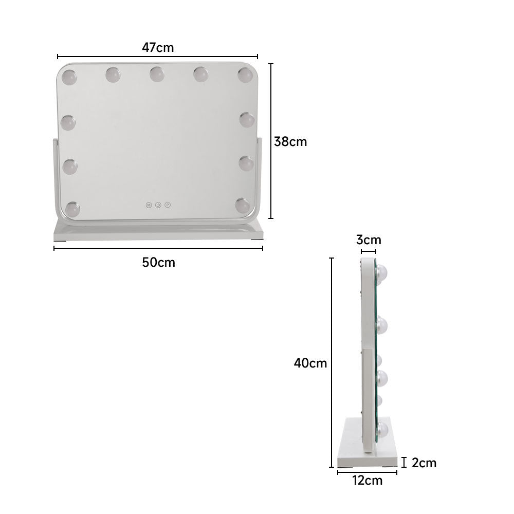 White Hollywood Vanity Mirror with 11 Dimmable Lights