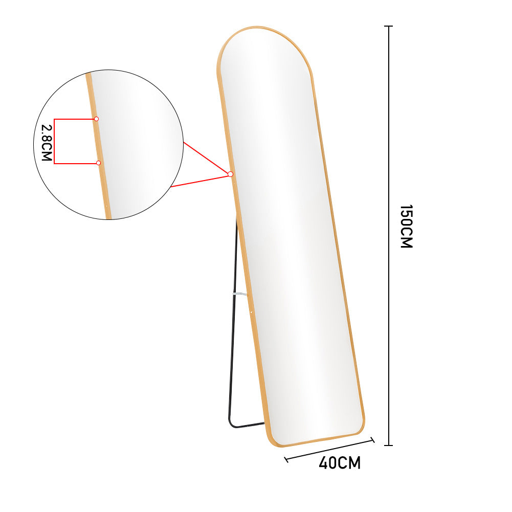 Modern Arched Metal Floor Mirror Gold