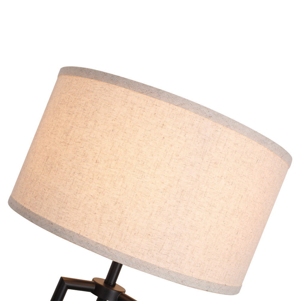Round Shelf Floor Lamp with Fabric Lampshade