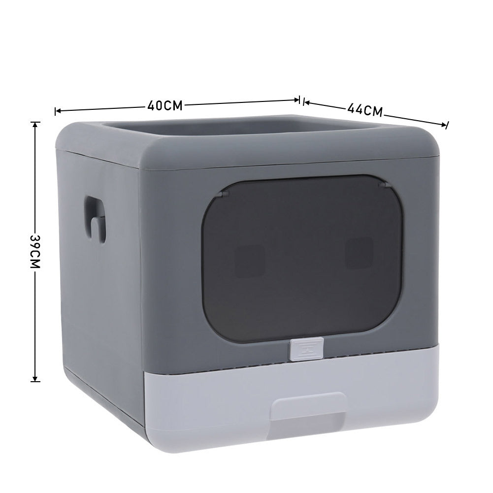 Full Enclosed Cat Toilet Litter Box in Grey