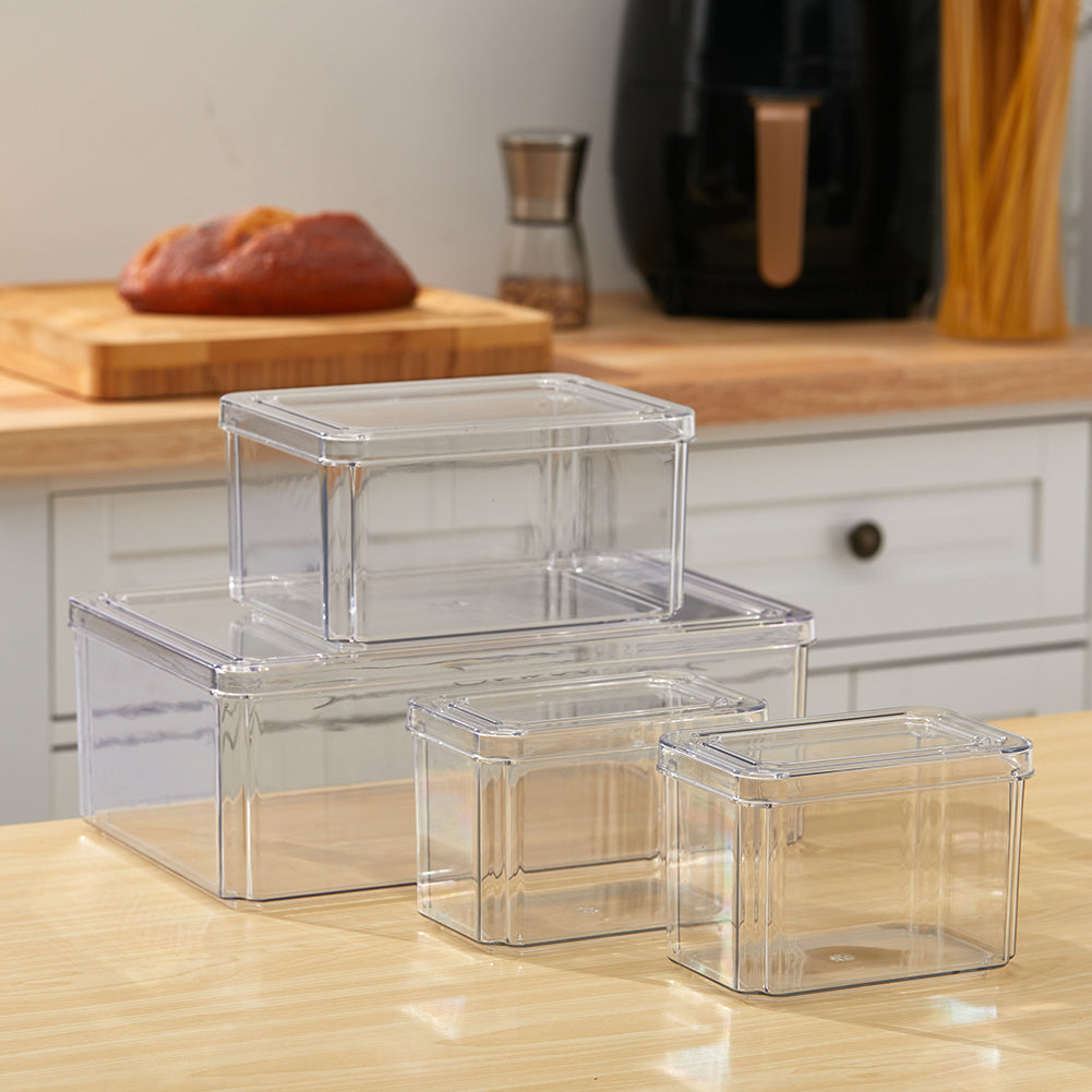 4Pcs Transparent Refrigerator Storage Organizer Boxes Set