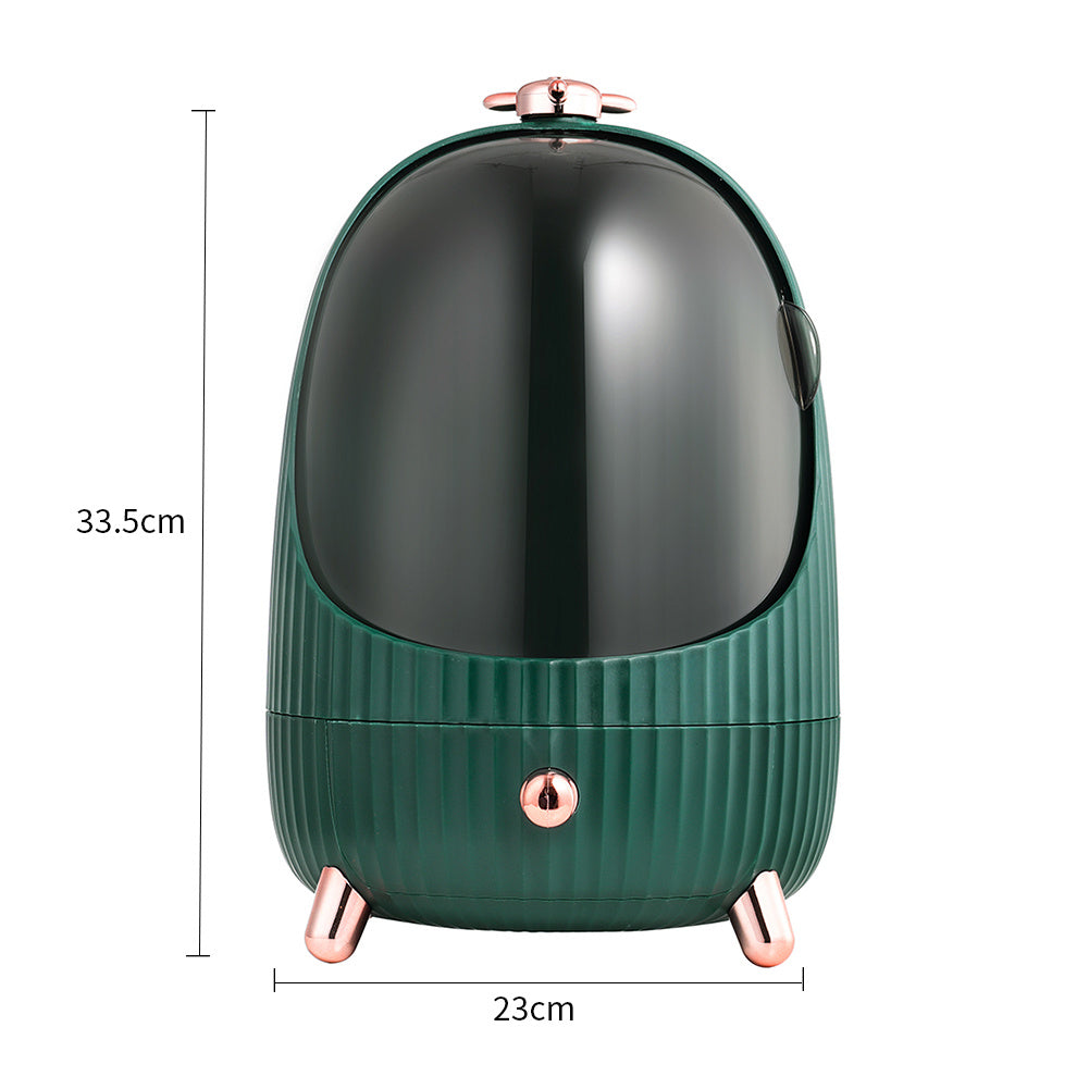 Green Dustproof Makeup Organizer with LED Light