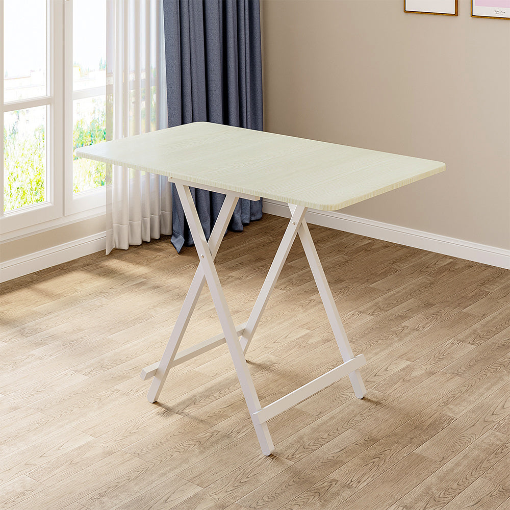White 100x60cm Folding Wooden Dining Table