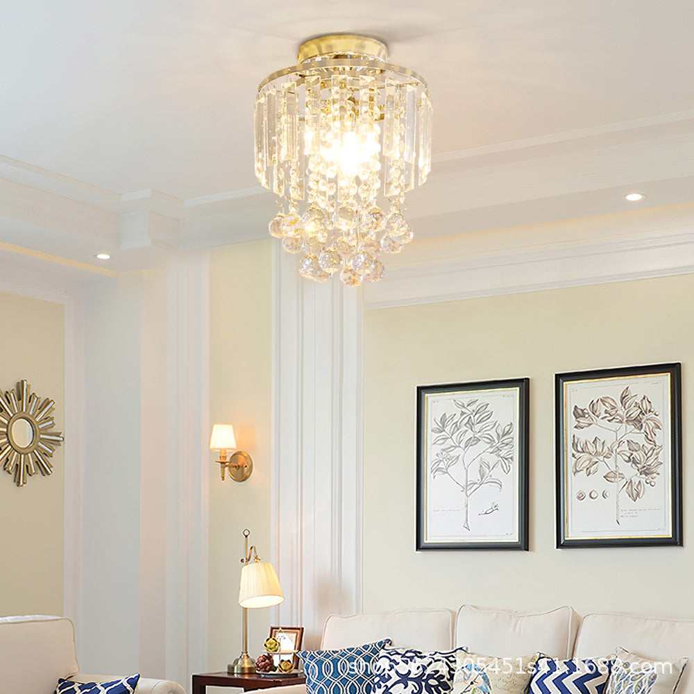 Chrome 23x26cm Bedroom Crystal LED Ceiling Light