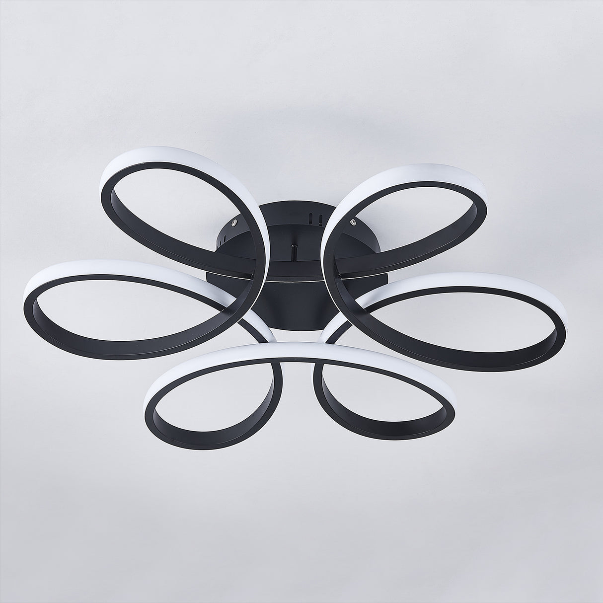 Modern Petal LED Ceiling Light Black 58CM Cool White