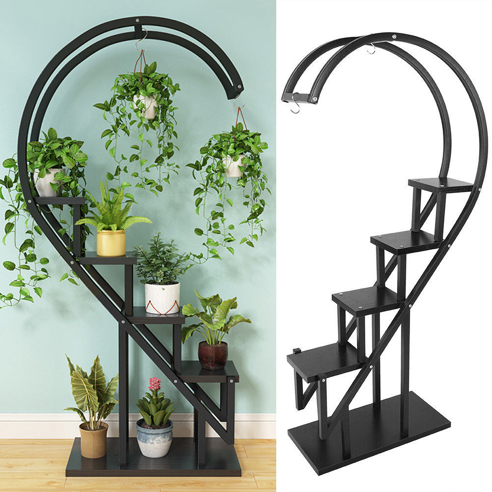 Garden Half Heart Ladder Plant Stand, Black