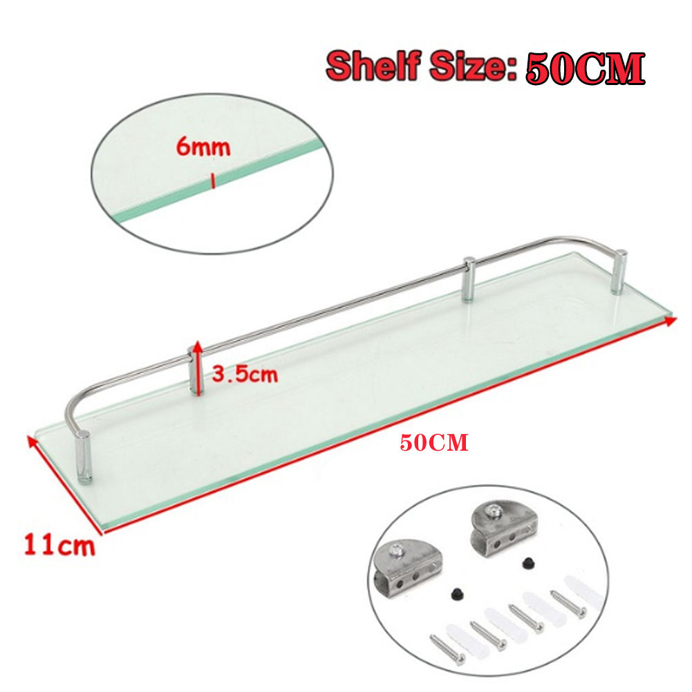50CM Wall Mounted Glass Shower Storage Caddy for Bathroom