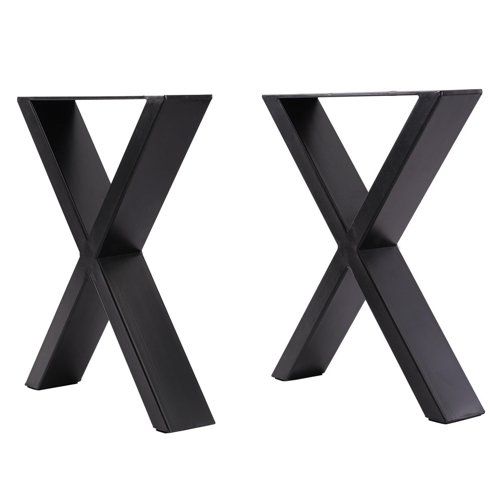 Set of 2 Metal Table or Bench Legs Frames X-Shape Steel Base Stands, 50x71CM