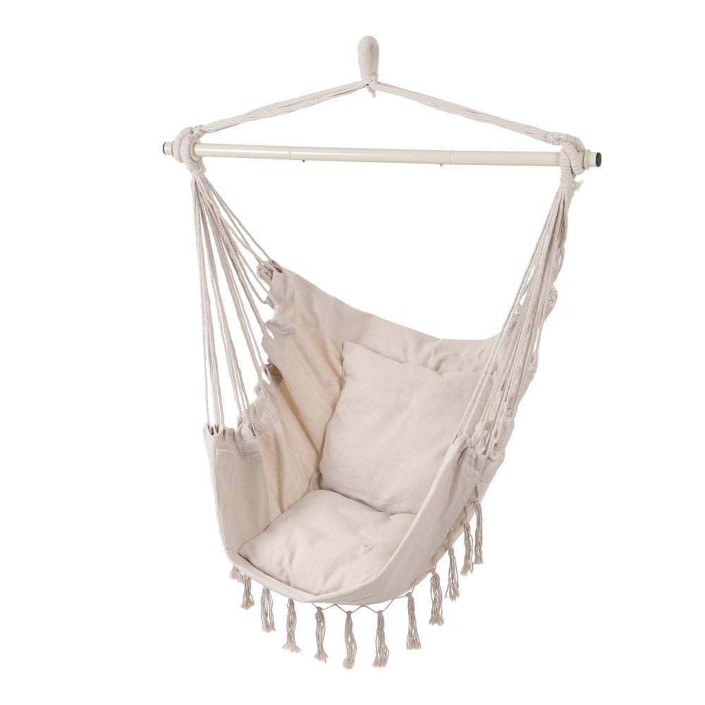 White Garden Hanging Canvas Hammock Swing Chair