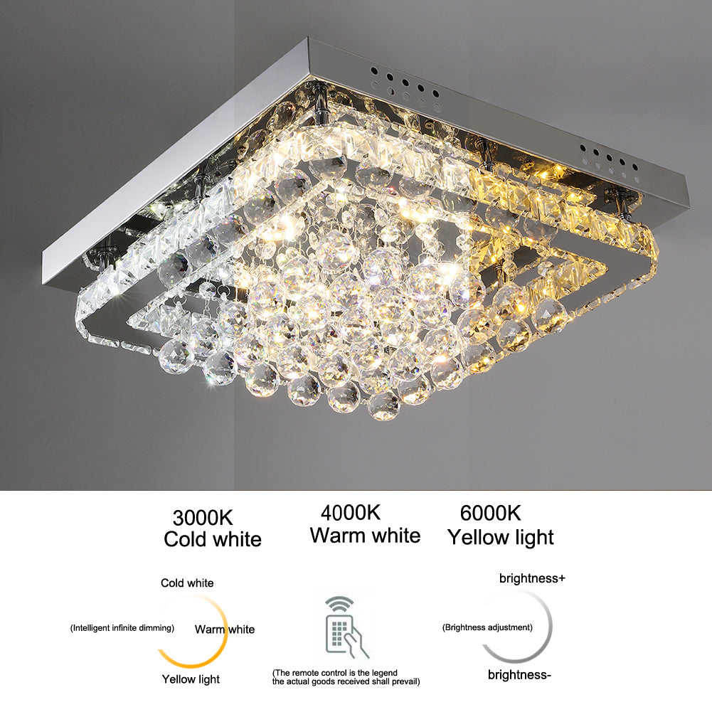 40CM Square LED Crystal Pendant Ceiling Light Dimmable